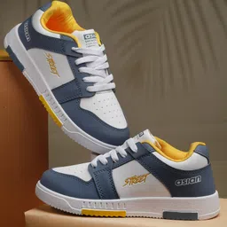 Asian Street Text Detailed Colour Blocked Sneakers - White Slate image 3