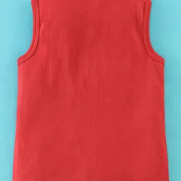 Tango Cotton Interlock Sleeveless Bear Printed Night Suit - Red & White image 3