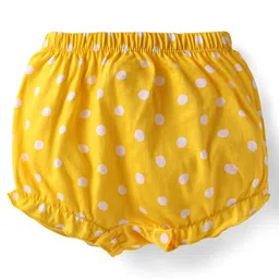 Babyhug Single Jersey Knit Bloomers with Floral & Polka Dot Print Pack of 3 - Navy Blue Red & Yellow image 3