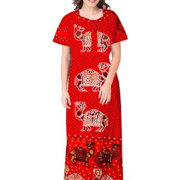 AAKARSHANA CREATION Women Red Maxi Nightdress-image-63