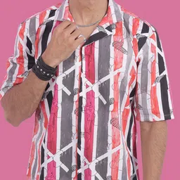STITCH MONKEY Men Comfort Cuban Collar Abstract Printed Casual Shirt image 2