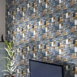 INDIAN ROYALS Blue & Brown Printed Vintage Stone Design Waterproof Wall Sticker-image-82