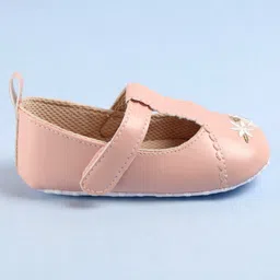 Babyoye Booties with Velcro Closure & Floral Design - Pink image 4