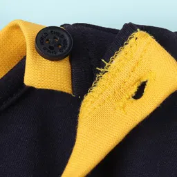 Child World Interlock Knit Half SleevesRomper with Stripes & Animal Print - Navy Blue image 4