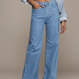 The Roadster Life Co. Women Wide Leg High-Rise Light Fade Stretchable Jeans-image-47