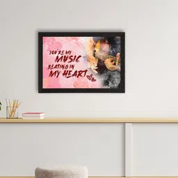 eCraftIndia Black & Pink You are my MUSIC beating in MY HEART Love Quote Satin Matt Texture UV Art Painting image 1