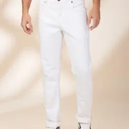 Being Human White Cotton Slim Fit Solid Jeans-image-85