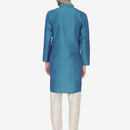 Wintage Men Blue Self Design Kurta with Churidar image 5