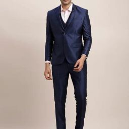 Turtle Blue Tailored Fit Self Design Three Piece Suit-picture-25