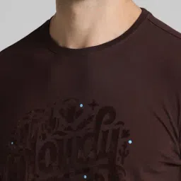 Simon Carter London Brown Cotton Slim Fit Graphic T-Shirt image 4