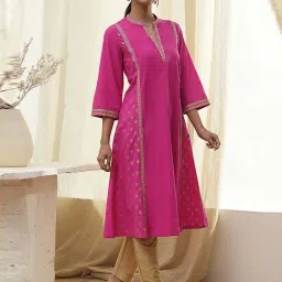 BIBA Fuchsia Solid Kurtas image 4
