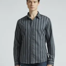 Pepe Jeans Grey Cotton Regular Fit Striped Shirt-image-72