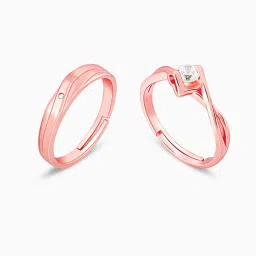 GIVA 92.5 Sterling Silver Rose Gold Two As One sAdjustable Ring for Couples image 4