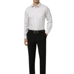 Van Heusen White Cotton Regular fit Stripes Formal Shirt image 4