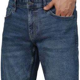 celio celio* Blue Slim Fit Denim Shorts image 4