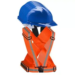 Rahul Professionals High Visibility Polyethylene and Plastic Blue & Orange Safety Helmet & Vest Belt Jacket Combo Free Size (Pack of 10)-picture-19