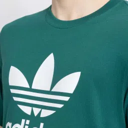 Adidas Originals Green Regular Fit Cotton Trefoil Crew T-Shirt image 4