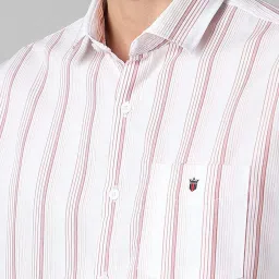 Louis Philippe White Cotton Slim Fit Striped Shirt image 4