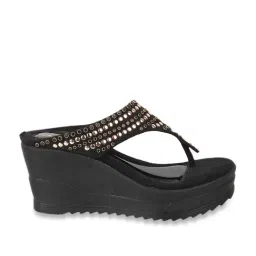 Catwalk Women's Black Thong Wedges-picture-35