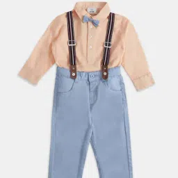 Pantaloons Baby Kids Peach & Blue Cotton Regular Fit Full Sleeves Shirt Set-image-33