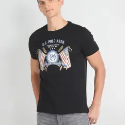 U.S. Polo Assn. Denim Co. Black Cotton Muscle Fit Printed T-Shirt-image-64
