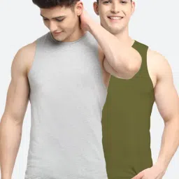 Friskers Multi Cotton Slim Fit Vest - Pack of 2-picture-30