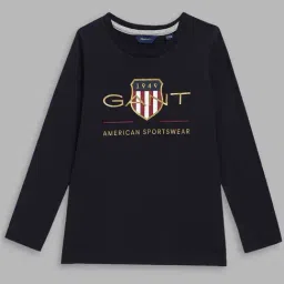 GANT Black Graphic Print Full Sleeves T-Shirt-image-0