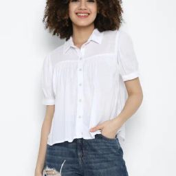 American Eagle Outfitters White Plain Shirt-picture-36