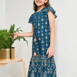 Global Desi Girl Blue Floral Print Jumpsuit-image-13