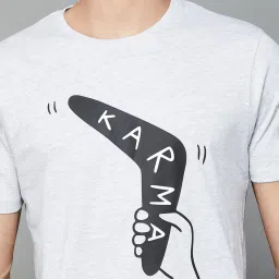 Fame Forever by Lifestyle Grey Melange Regular Fit Graphic Print T-Shirt image 4