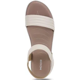 Mochi Women's Beige Ankle Strap Wedges image 4