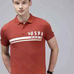 U.S. Polo Assn. Denim Co. Brand Logo Printed Polo Collar Pure Cotton Slim Fit T-shirt image 1