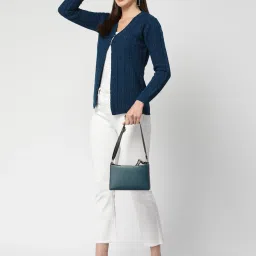 Kalt Teal Self Design Cardigan image 4