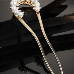 Panash Gold Toned & White Embellished Hair Stick-picture-3
