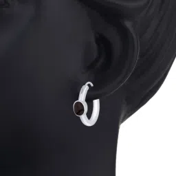 Taraash 92.5 Sterling Silver Drop Shape Brown Enamel Hoop Earring image 4