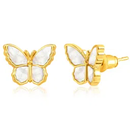 Peora Gold Plated Contemporary Synthetic Stone Butterfly Stud Pendant & Earring image 4