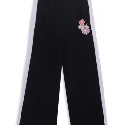 Puma Kids T7 Black Cotton Floral Print Sweatpants-image-89