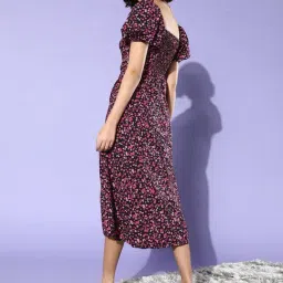 Anvi Be Yourself Black & Pink Floral Print Shift Dress image 2