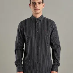 TOMMY HILFIGER Navy Striped Slim Fit Cotton Shirt-picture-19