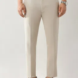 Arrow Beige Polyester Slim Fit Self Formal Trousers image 4