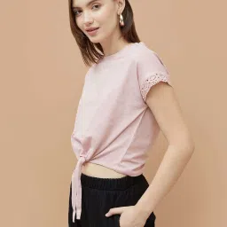 Fame Forever By Lifestyle Pink Cotton Regular Fit T-Shirt image 4