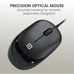 Portronics Black Wired Keyboard & Mouse Set image 4
