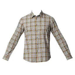 Basics Yellow & Blue Cotton Slim Fit Checks Shirt image 4