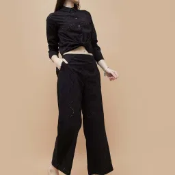 Fame Forever By Lifestyle Black Cotton Regular Fit Trousers image 4