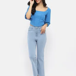 MADAME Blue Regular Fit Crop Top image 4
