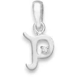 Taraash Initial Letter P 92.5 Sterling Silver Pendant with Chain image 4