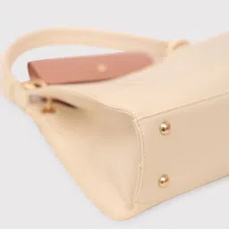 Caprese Capri Beige Faux Leather Solid Shoulder Handbag image 4