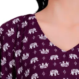 LASTINCH Purple Animal Print Kaftan Top With Pyjamas image 4