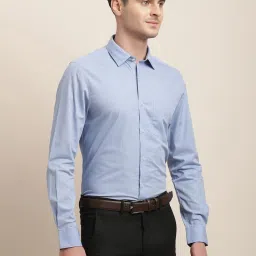 Turtle Light Blue Cotton Slim Fit Shirt image 4