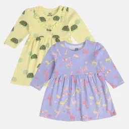 MINIKLUB Girls Lavender & Yellow Printed Full Sleeves Dress (Pack Of 2)-image-20